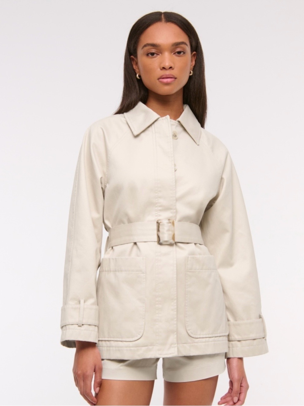 Abercrombie & Fitch Belted Cream Utility Jacket NWT Size XL originally $140